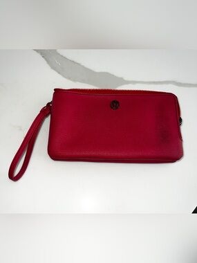 lululemon athletica Red Textured Wristlet Clutch. Double zip